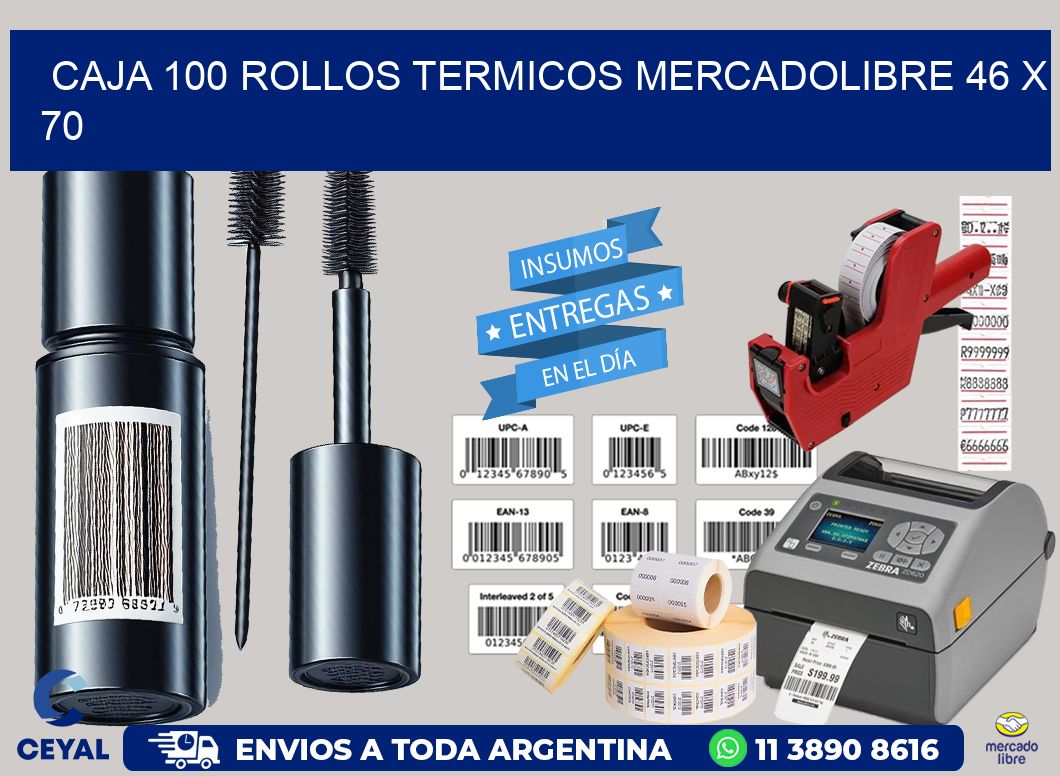 CAJA 100 ROLLOS TERMICOS MERCADOLIBRE 46 x 70