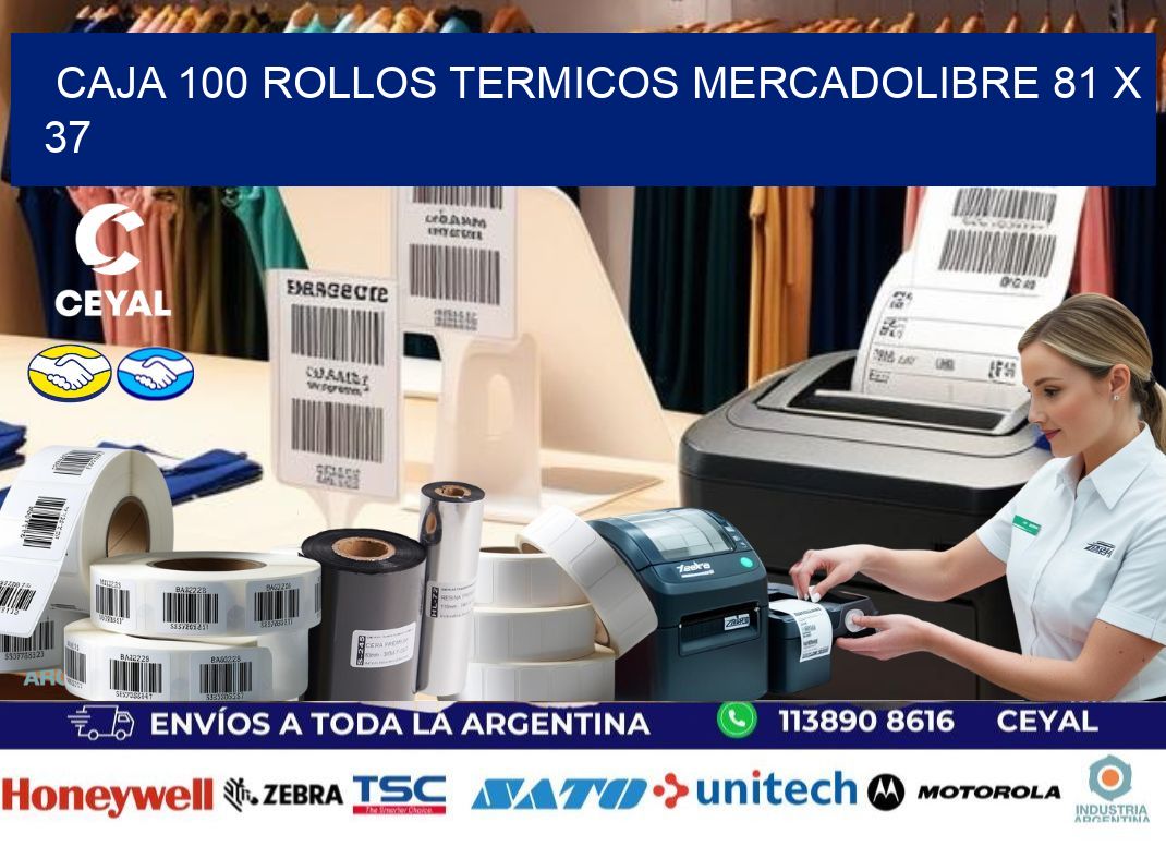 CAJA 100 ROLLOS TERMICOS MERCADOLIBRE 81 x 37