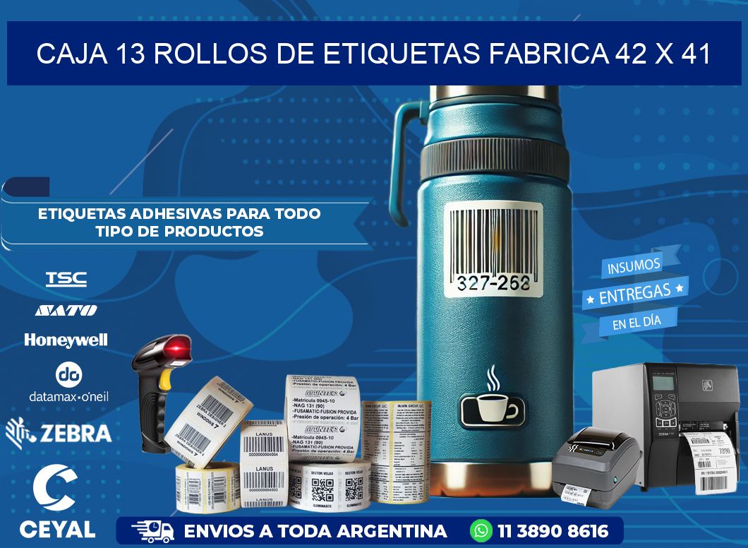 CAJA 13 ROLLOS DE ETIQUETAS FABRICA 42 x 41