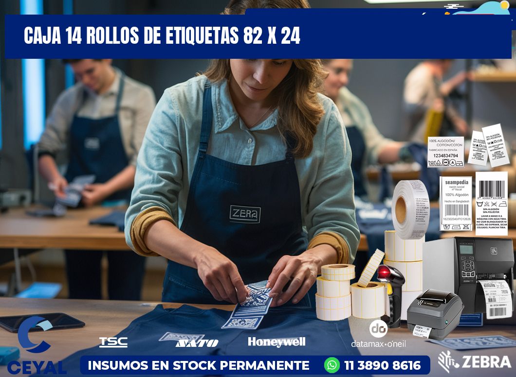CAJA 14 ROLLOS DE ETIQUETAS 82 x 24