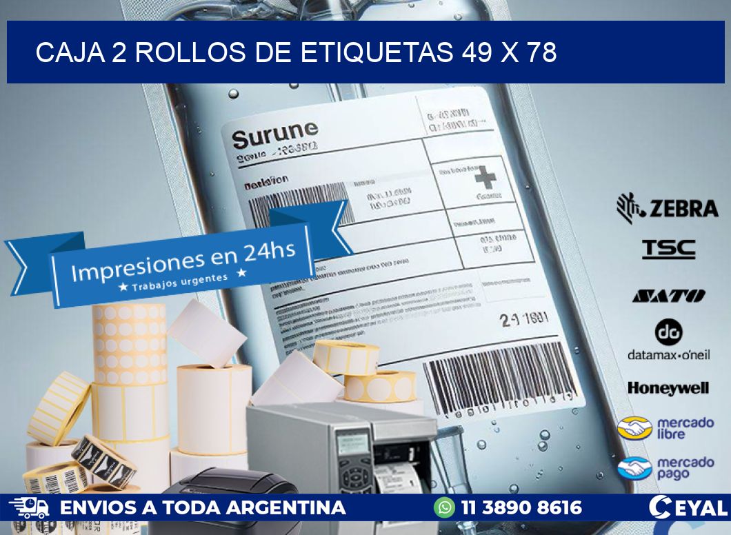 CAJA 2 ROLLOS DE ETIQUETAS 49 x 78