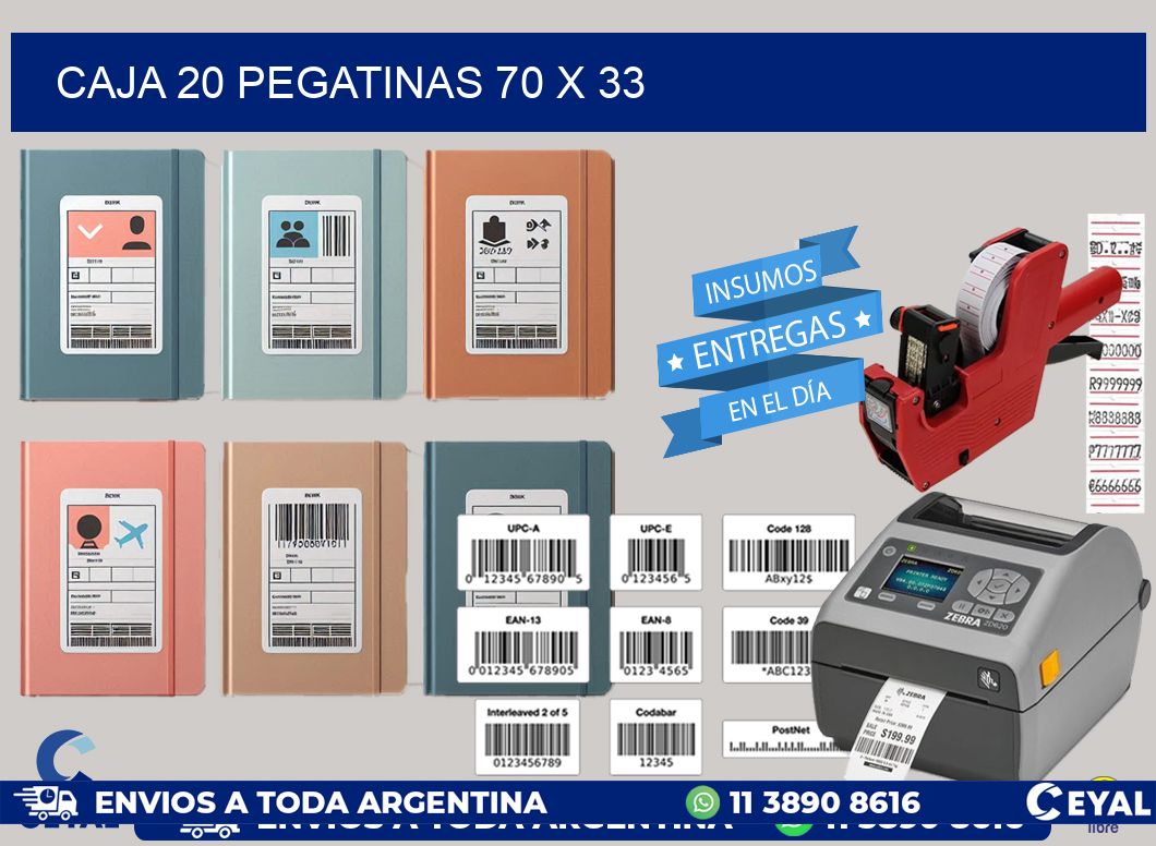 CAJA 20 PEGATINAS 70 x 33