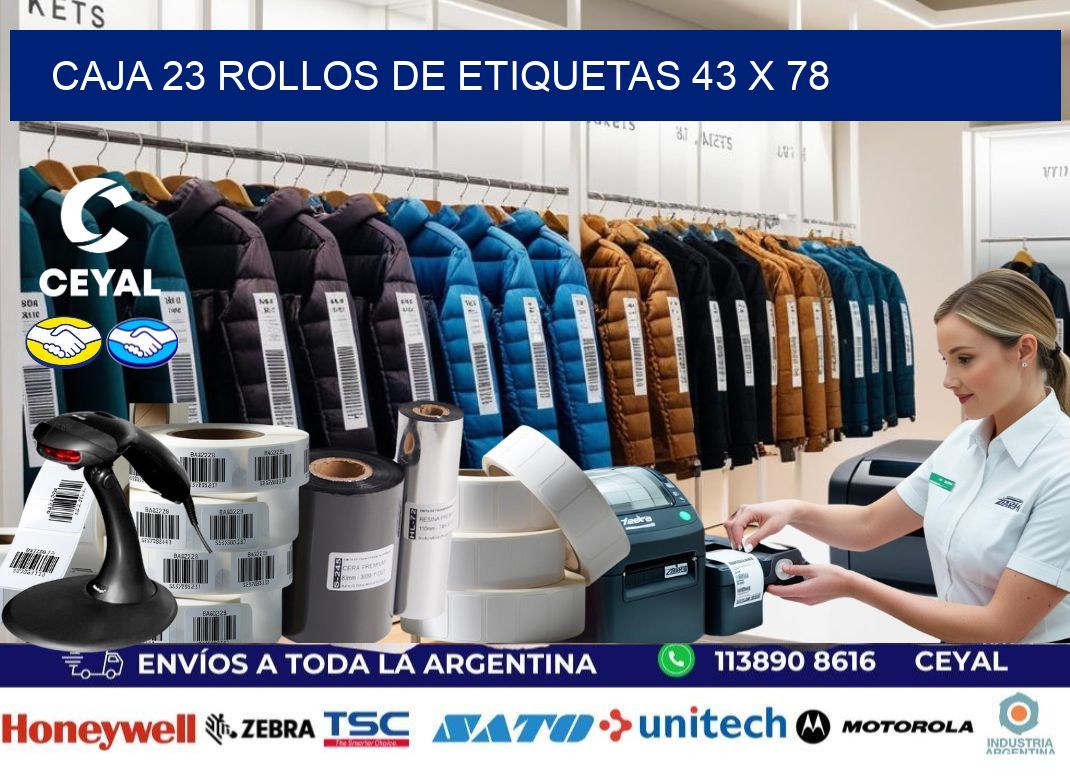 CAJA 23 ROLLOS DE ETIQUETAS 43 x 78
