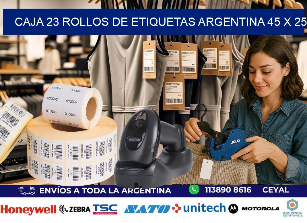 CAJA 23 ROLLOS DE ETIQUETAS ARGENTINA 45 x 25