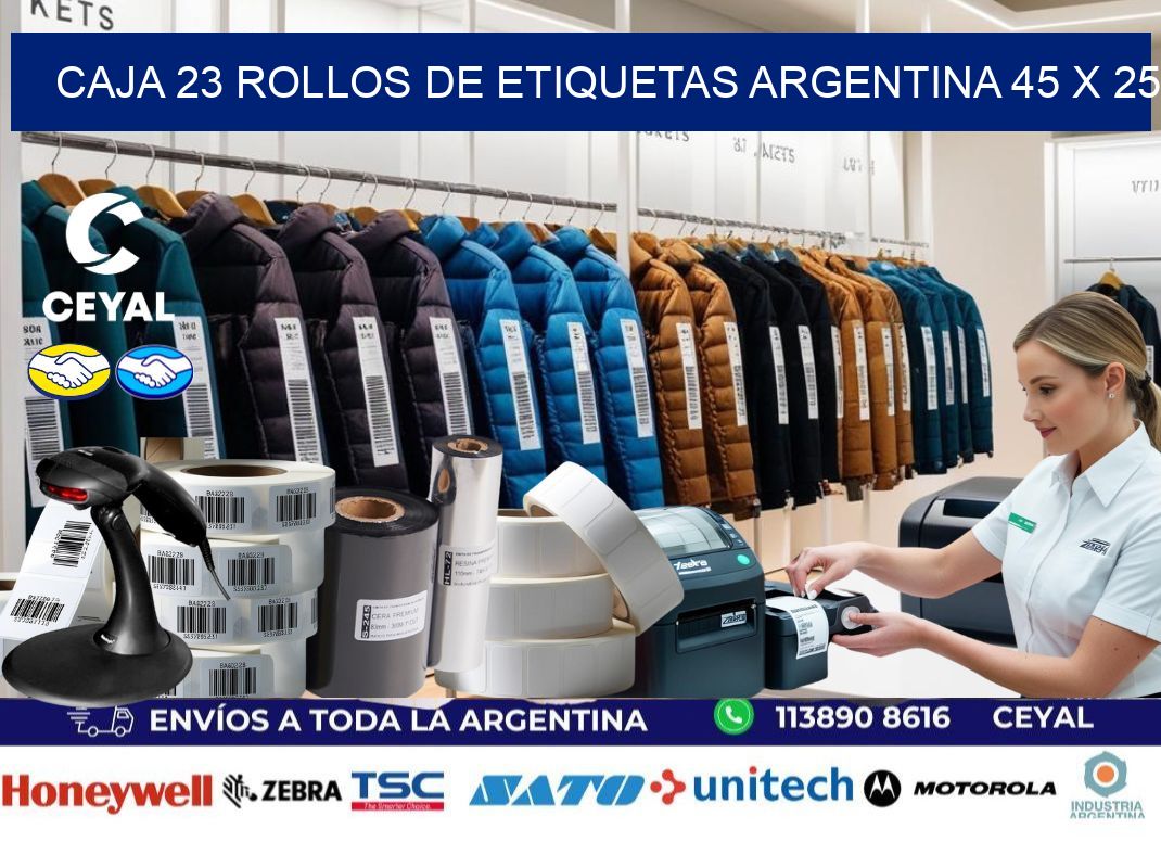CAJA 23 ROLLOS DE ETIQUETAS ARGENTINA 45 x 25
