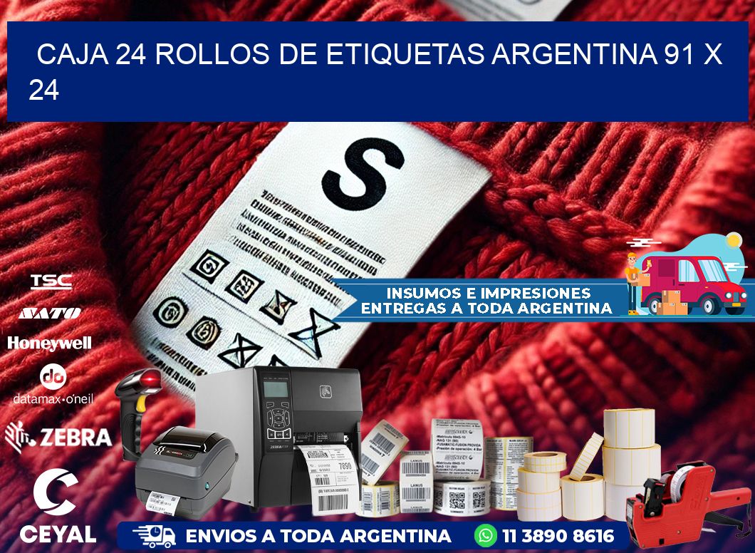 CAJA 24 ROLLOS DE ETIQUETAS ARGENTINA 91 x 24