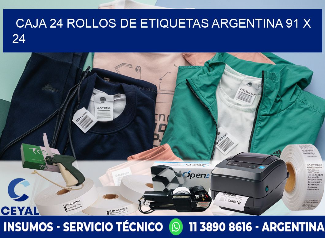 CAJA 24 ROLLOS DE ETIQUETAS ARGENTINA 91 x 24