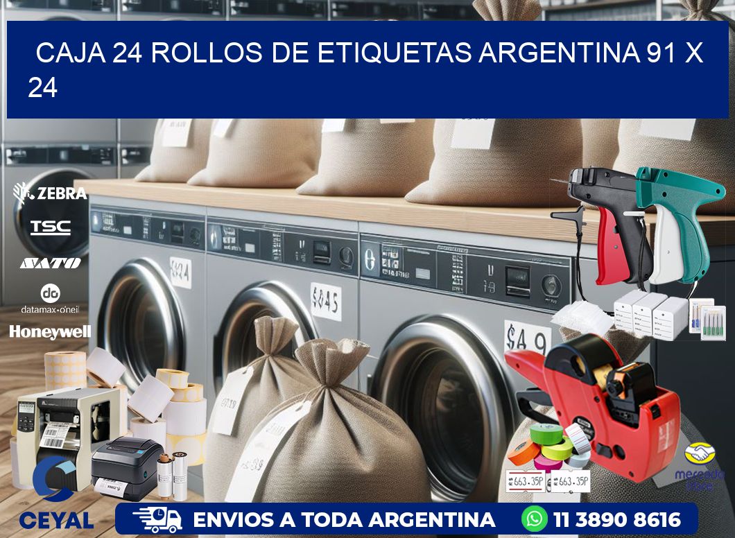 CAJA 24 ROLLOS DE ETIQUETAS ARGENTINA 91 x 24