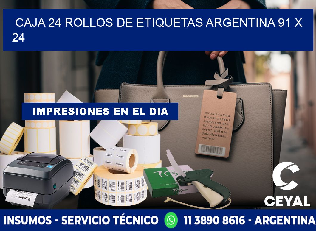 CAJA 24 ROLLOS DE ETIQUETAS ARGENTINA 91 x 24