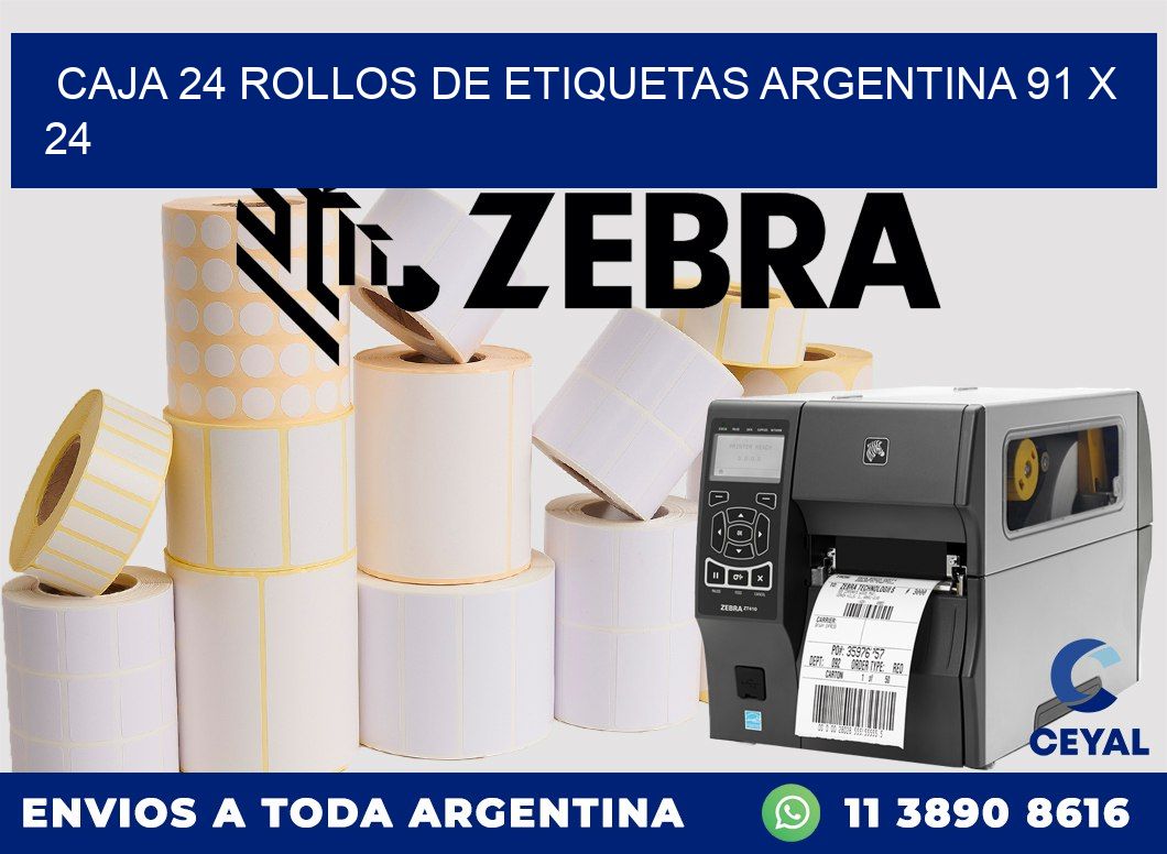 CAJA 24 ROLLOS DE ETIQUETAS ARGENTINA 91 x 24