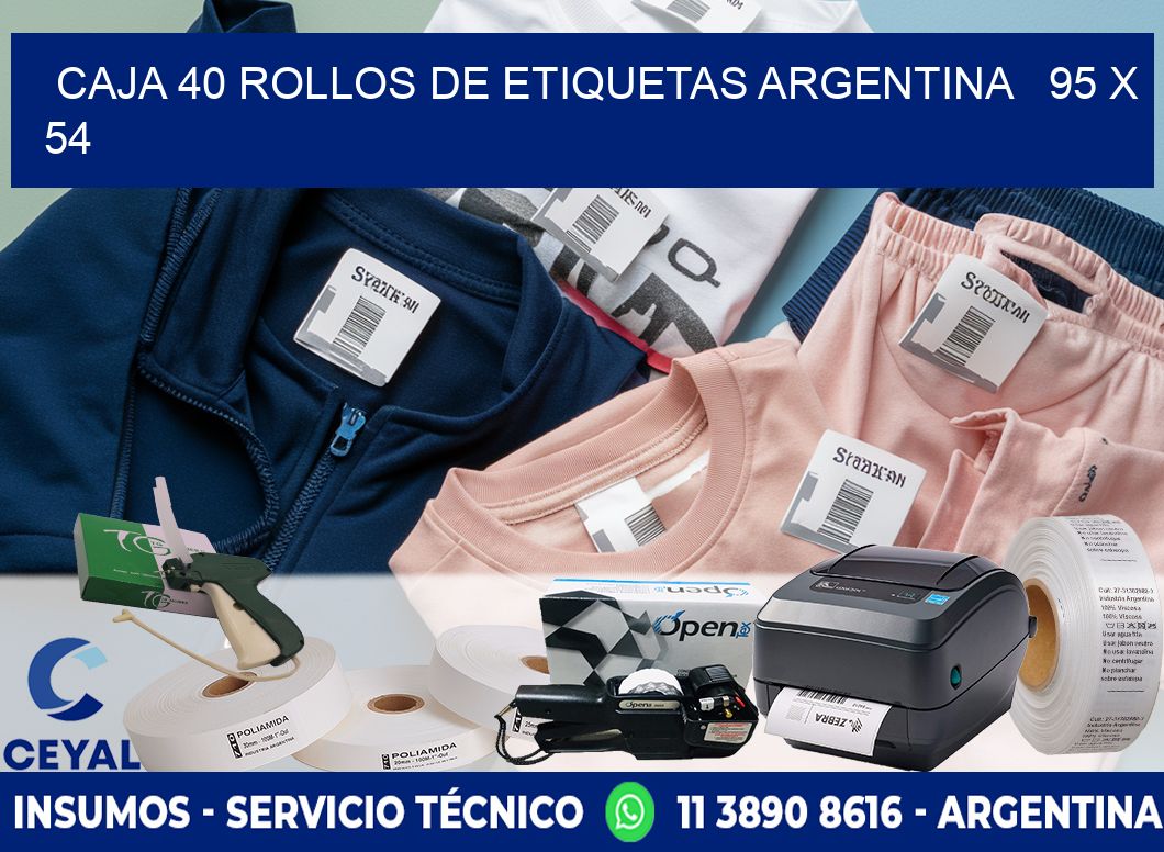 CAJA 40 ROLLOS DE ETIQUETAS ARGENTINA   95 x 54