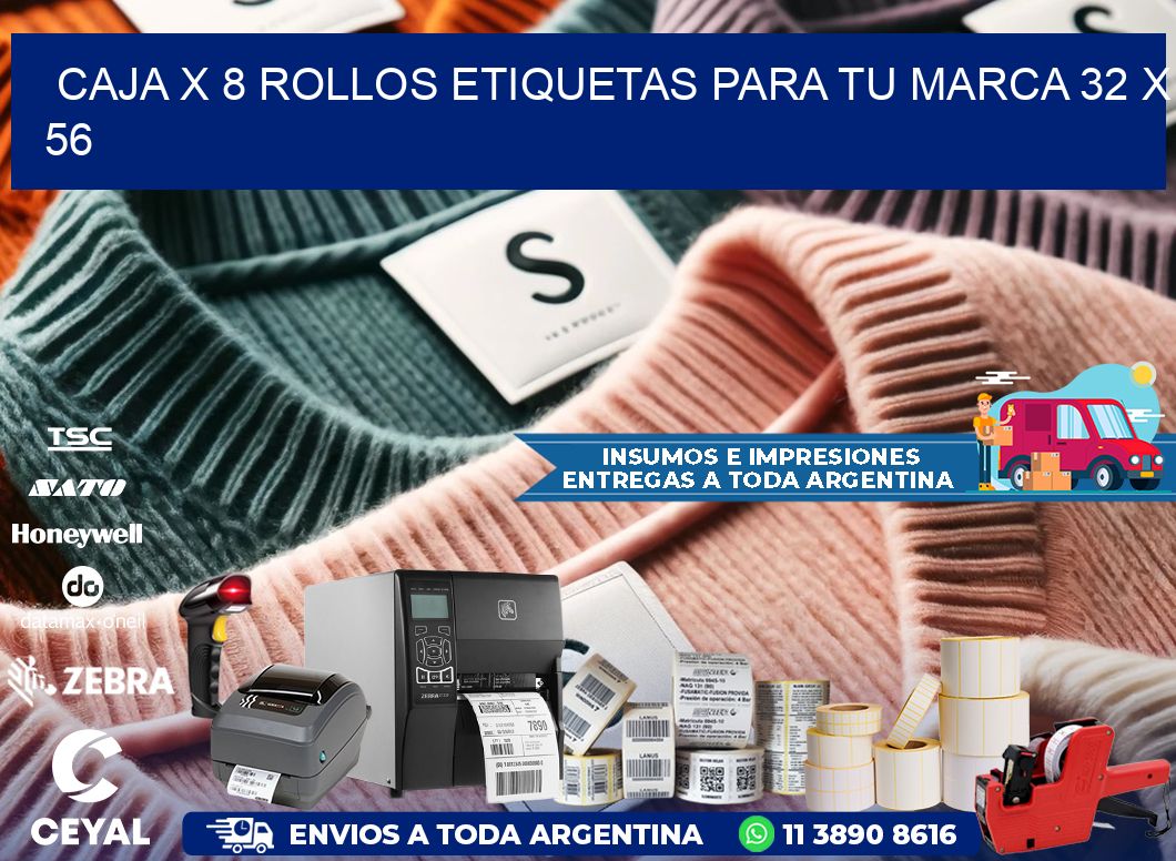 Caja X 8 Rollos Etiquetas para tu marca 32 x 56