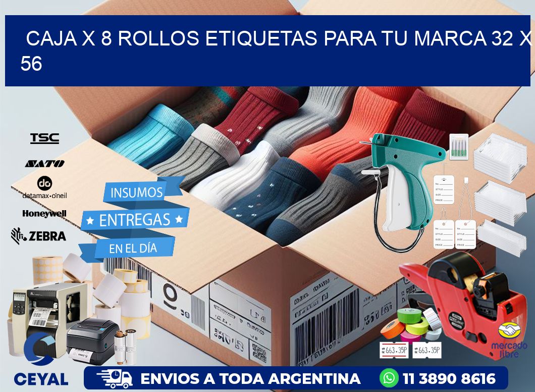 Caja X 8 Rollos Etiquetas para tu marca 32 x 56