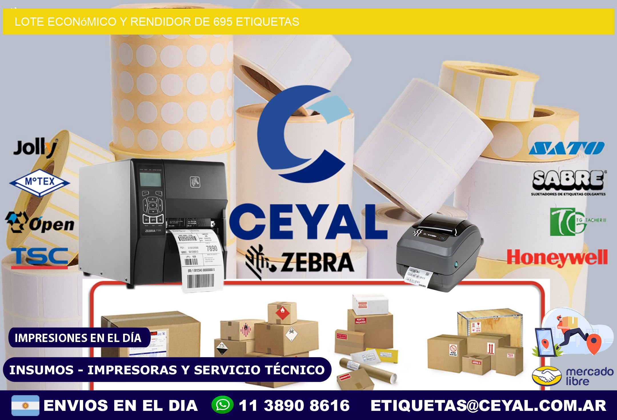 Lote económico y rendidor de 695 etiquetas
