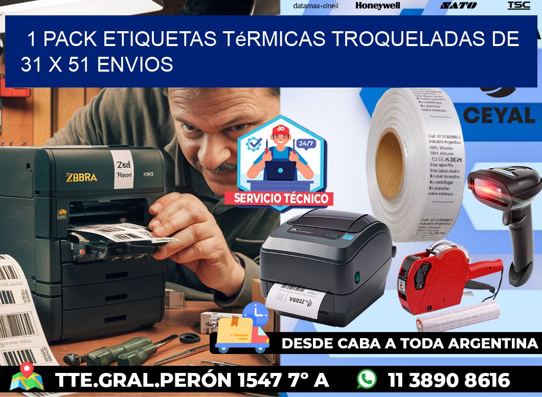 1 Pack etiquetas Térmicas Troqueladas De 31 x 51 ENVIOS