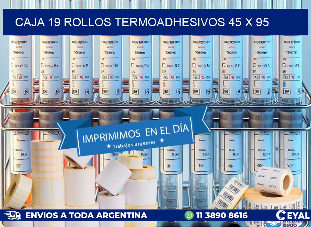 CAJA 19 ROLLOS TERMOADHESIVOS 45 x 95