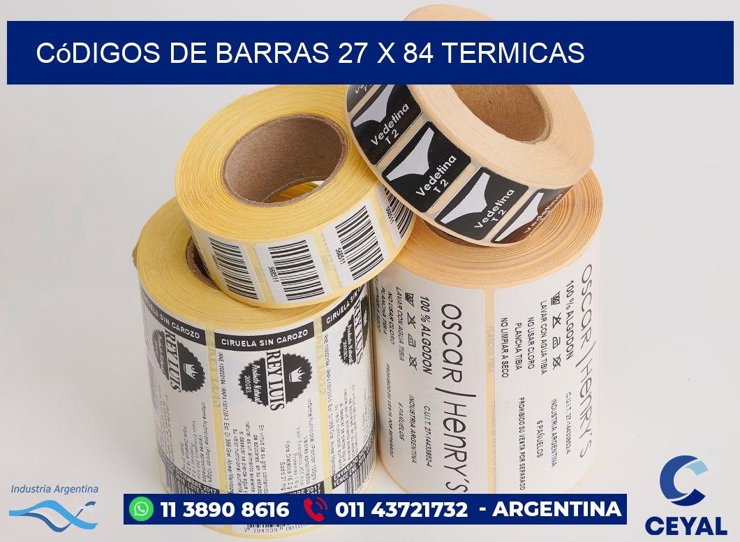 Códigos de Barras 27 x 84 termicas