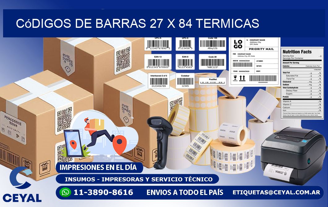 Códigos de Barras 27 x 84 termicas