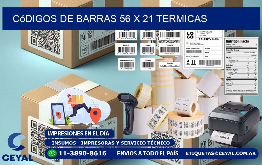 Códigos de Barras 56 x 21 termicas