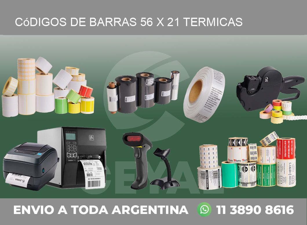 Códigos de Barras 56 x 21 termicas