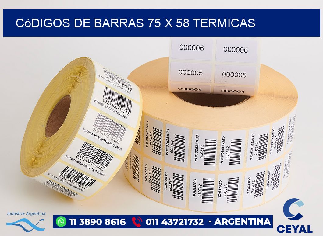 Códigos de Barras 75 x 58 termicas
