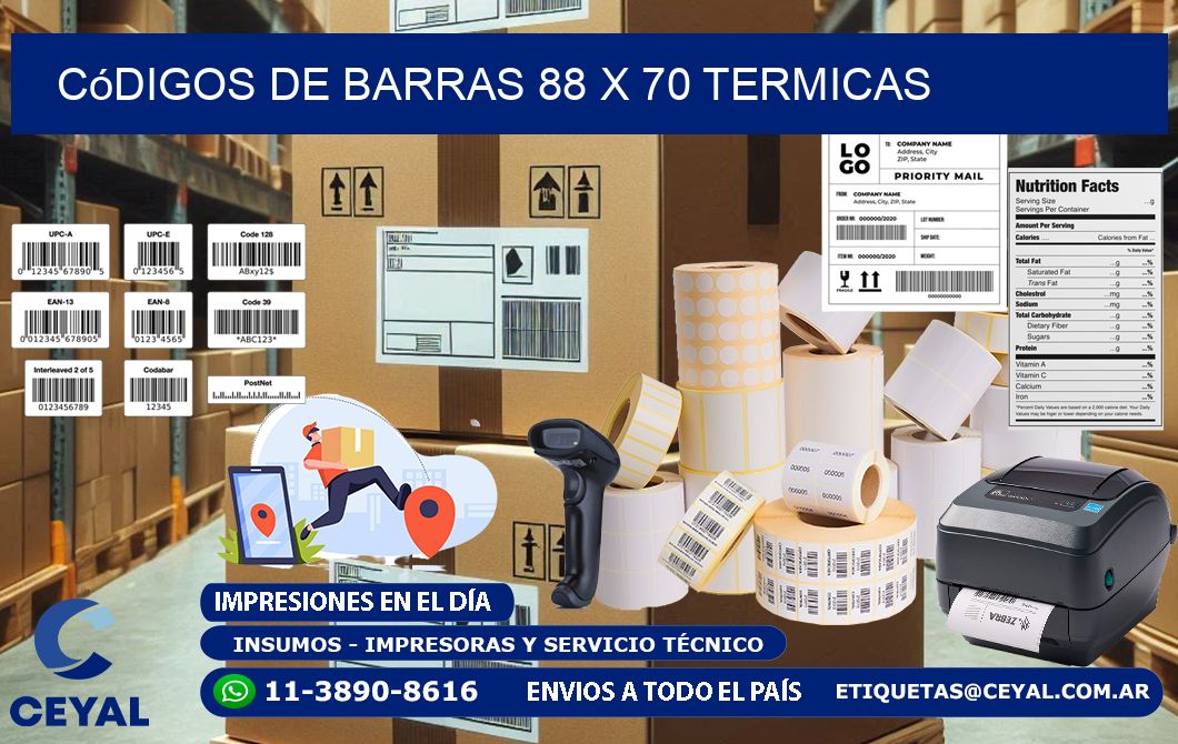 Códigos de Barras 88 x 70 termicas