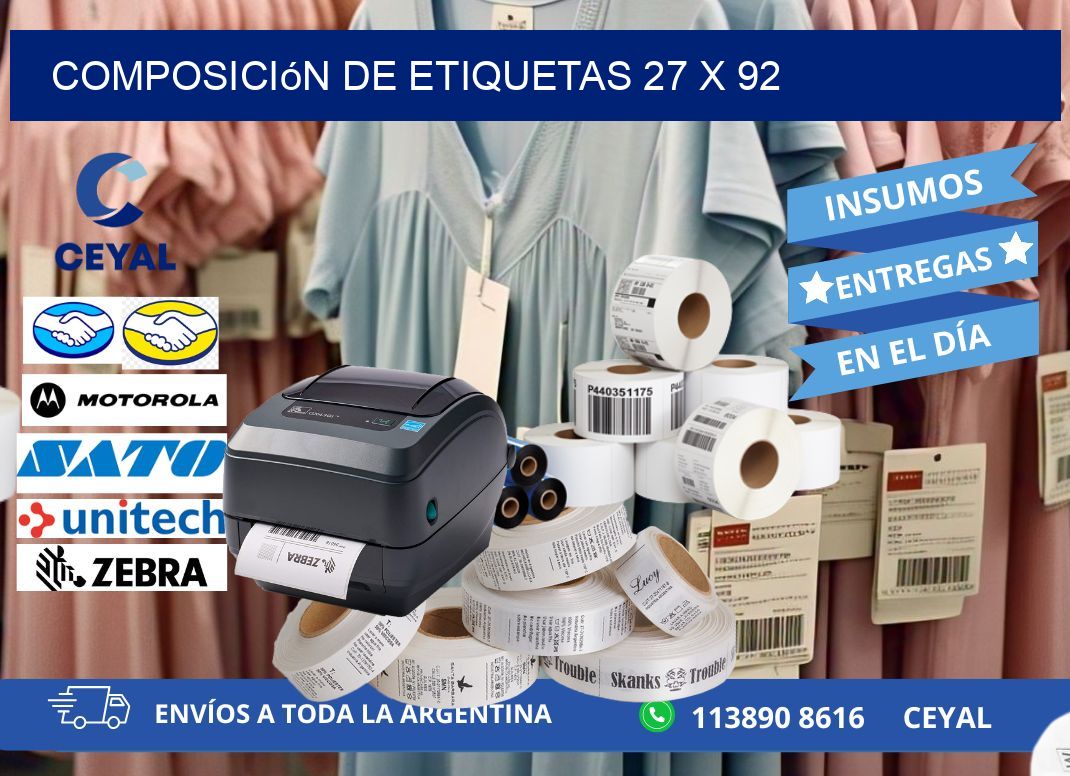 Composición de etiquetas 27 x 92