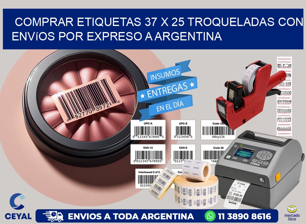 Comprar etiquetas 37 x 25 troqueladas con envíos por expreso a Argentina