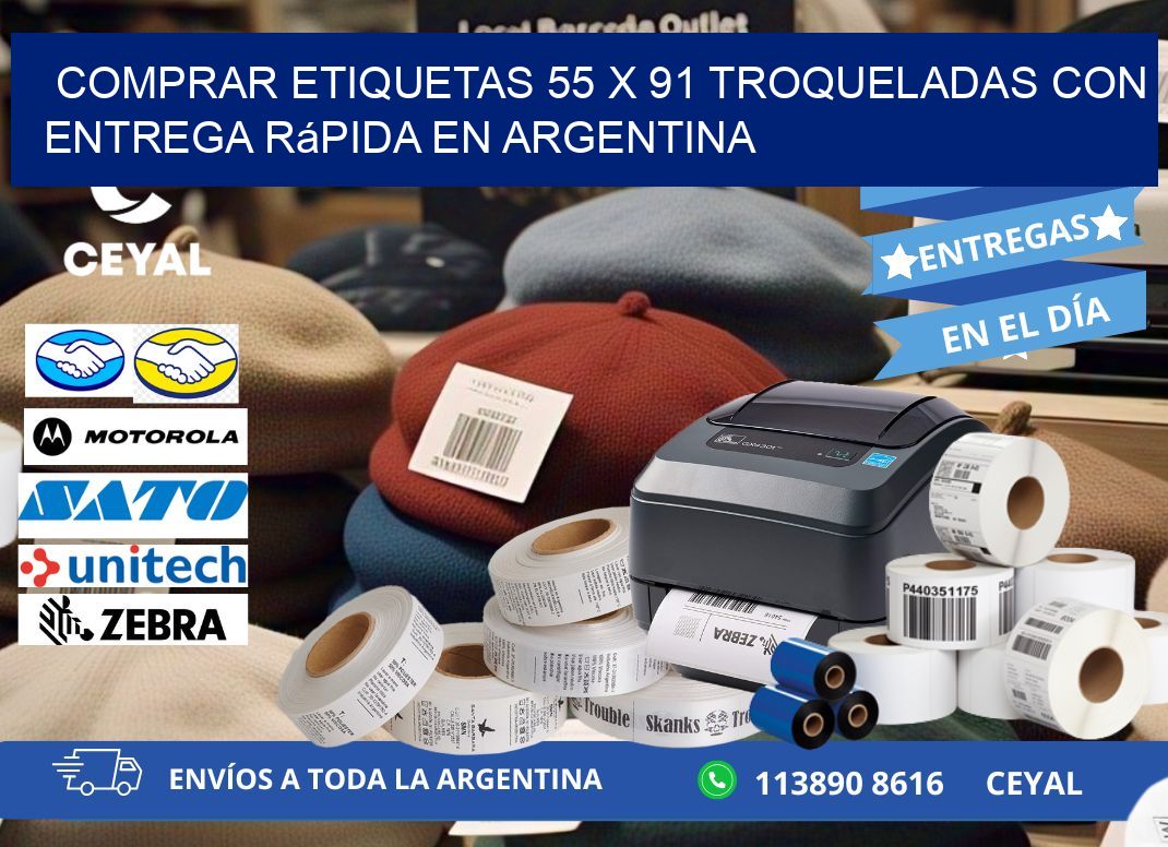 Comprar etiquetas 55 x 91 troqueladas con entrega rápida en Argentina