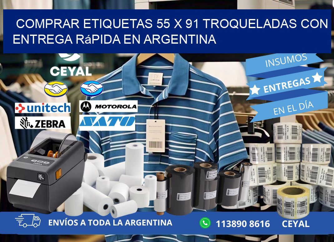 Comprar etiquetas 55 x 91 troqueladas con entrega rápida en Argentina