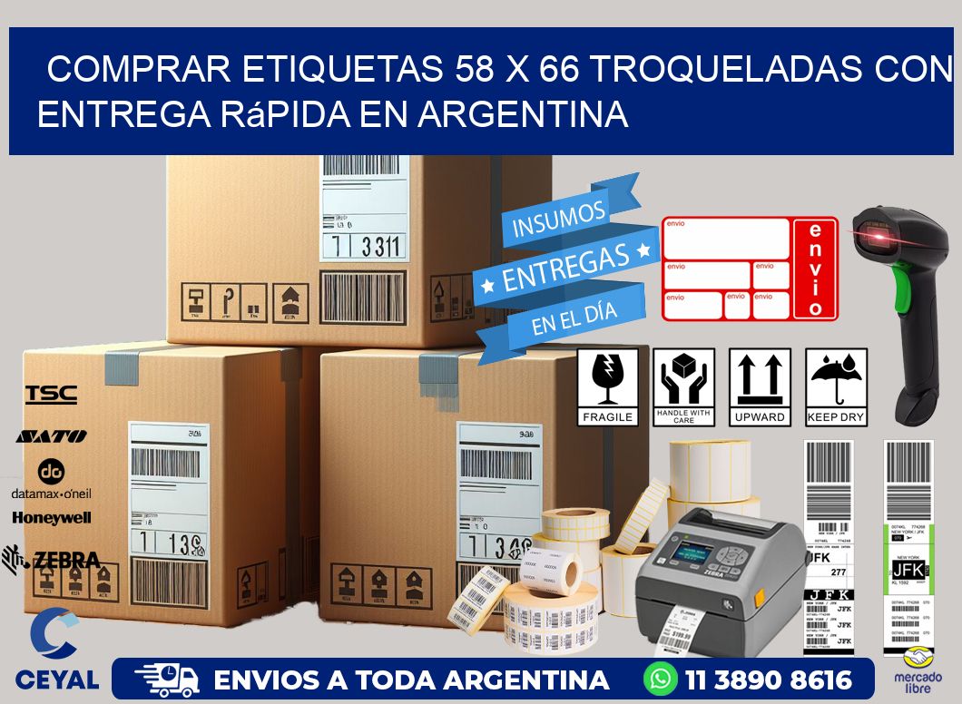 Comprar etiquetas 58 x 66 troqueladas con entrega rápida en Argentina