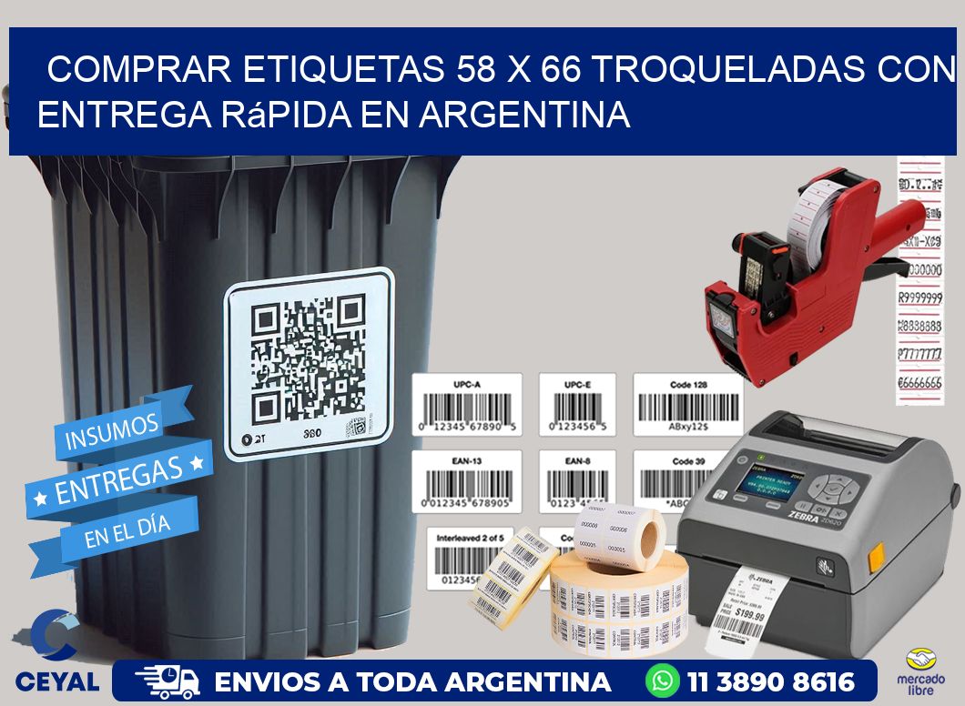 Comprar etiquetas 58 x 66 troqueladas con entrega rápida en Argentina