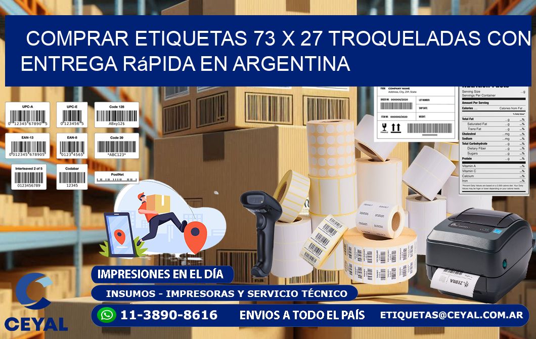 Comprar etiquetas 73 x 27 troqueladas con entrega rápida en Argentina
