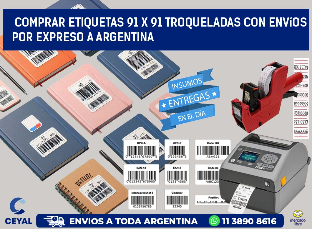 Comprar etiquetas 91 x 91 troqueladas con envíos por expreso a Argentina