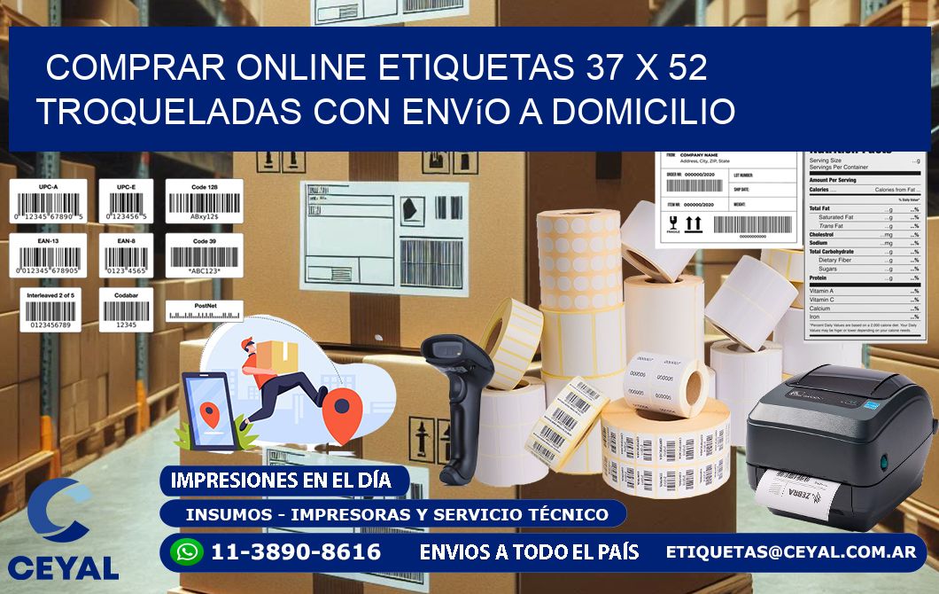 Comprar online etiquetas 37 x 52 troqueladas con envío a domicilio