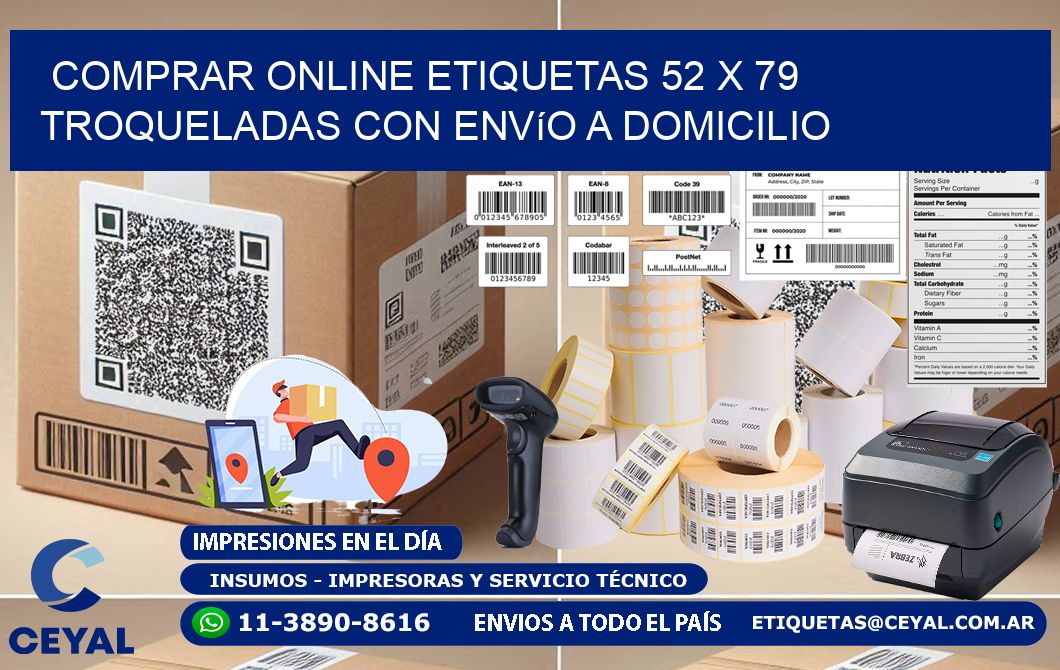 Comprar online etiquetas 52 x 79 troqueladas con envío a domicilio