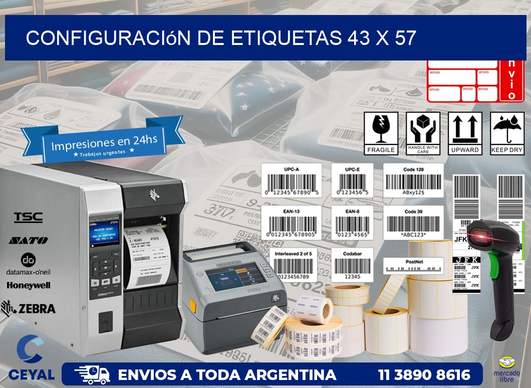 Configuración de etiquetas 43 x 57