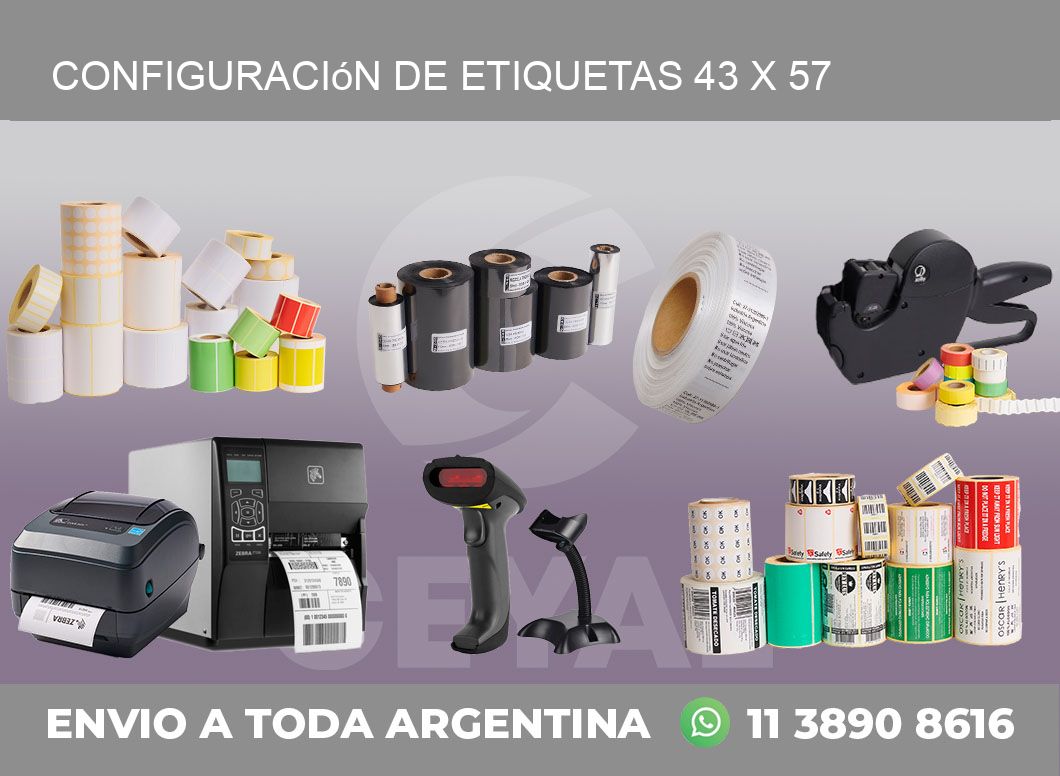 Configuración de etiquetas 43 x 57