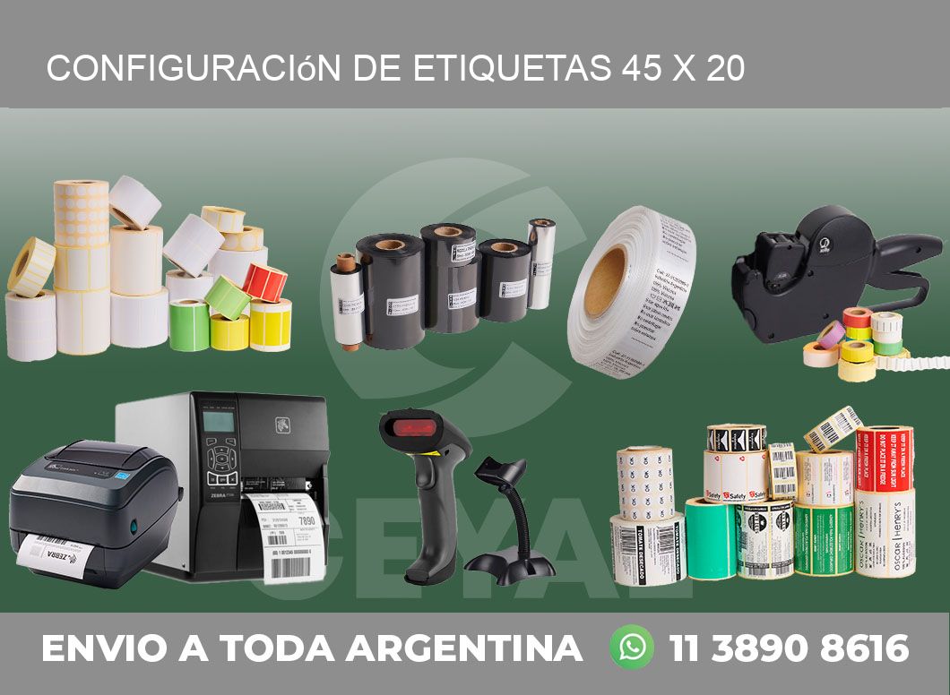 Configuración de etiquetas 45 x 20