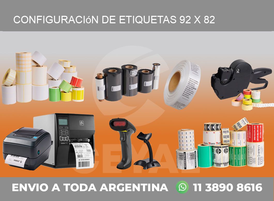 Configuración de etiquetas 92 x 82