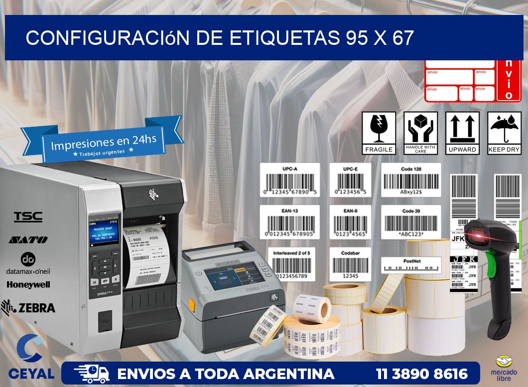 Configuración de etiquetas 95 x 67