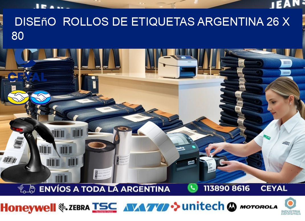 Diseño  ROLLOS DE ETIQUETAS ARGENTINA 26 x 80