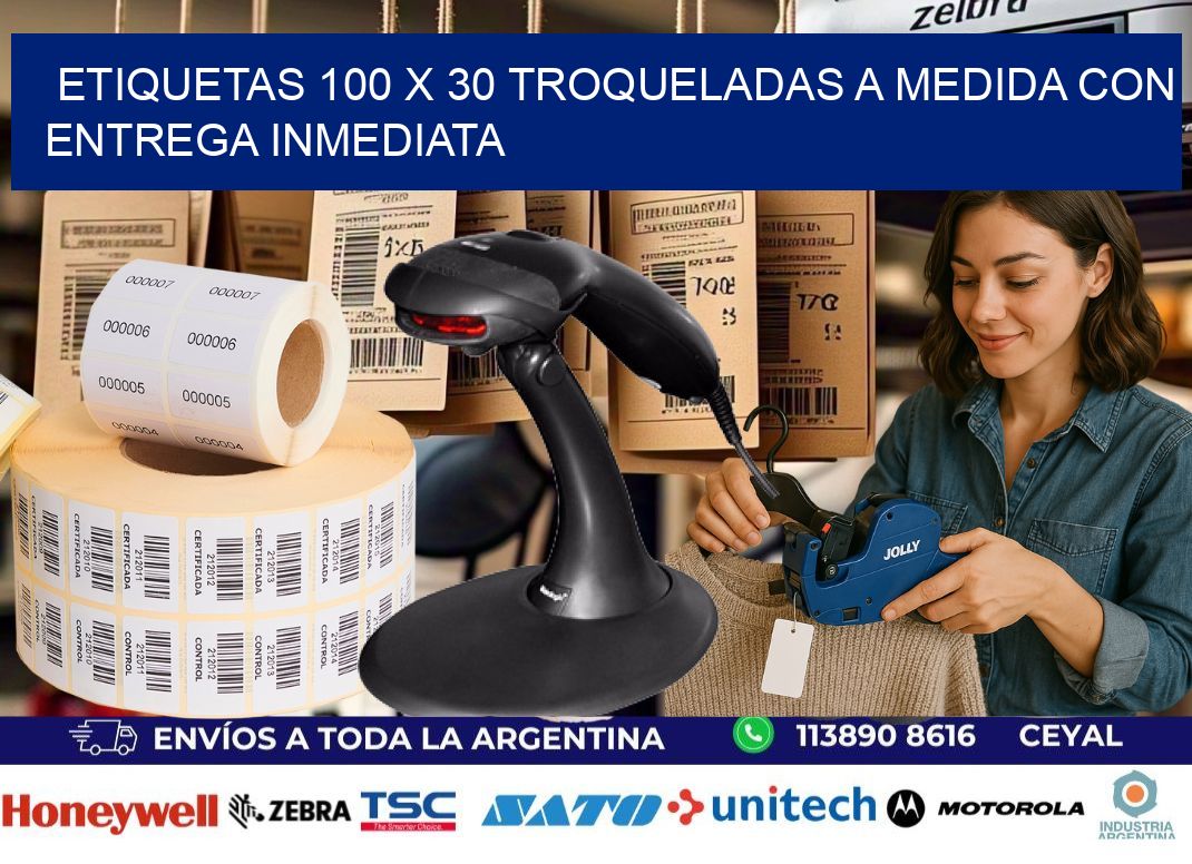 Etiquetas 100 x 30 troqueladas a medida con entrega inmediata