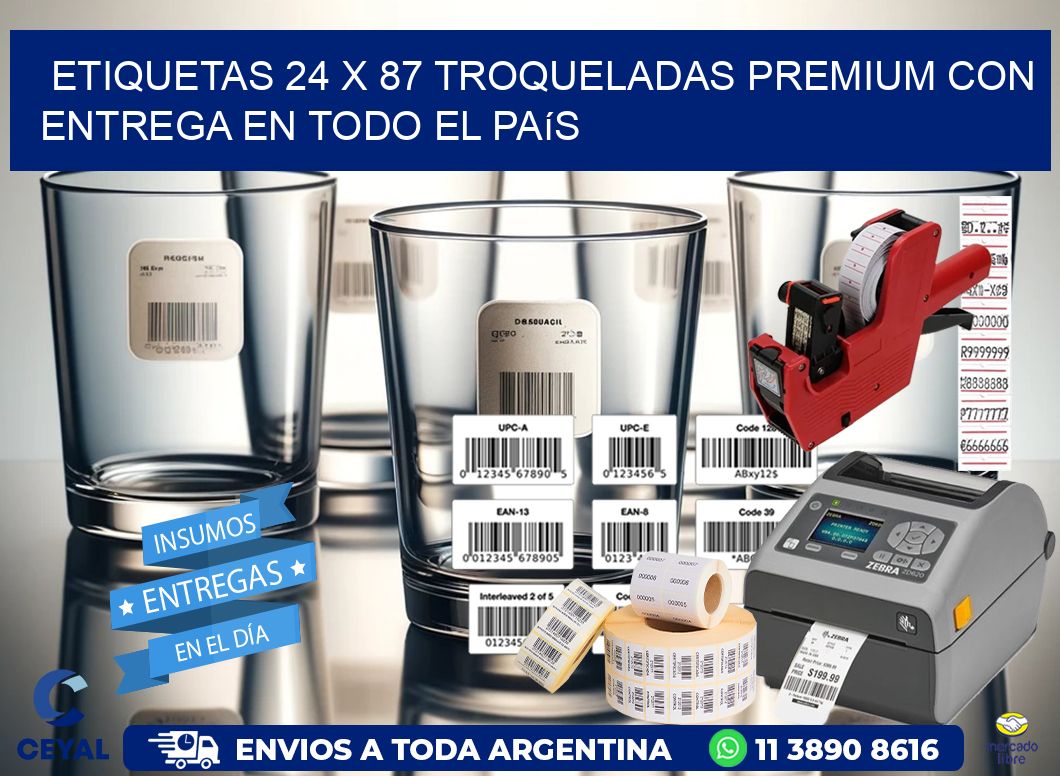 Etiquetas 24 x 87 troqueladas premium con entrega en todo el país