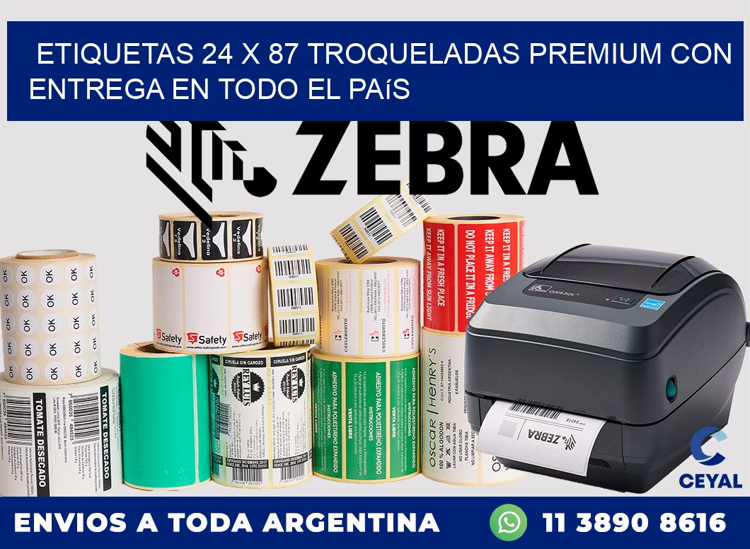 Etiquetas 24 x 87 troqueladas premium con entrega en todo el país