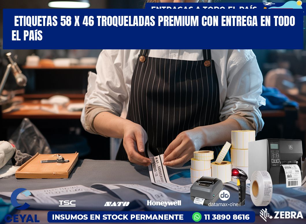 Etiquetas 58 x 46 troqueladas premium con entrega en todo el país