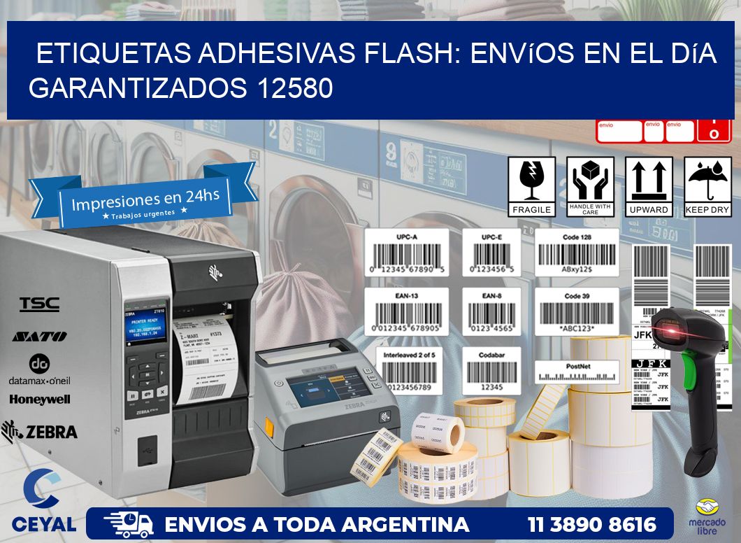 Etiquetas adhesivas Flash: Envíos en el Día Garantizados 12580