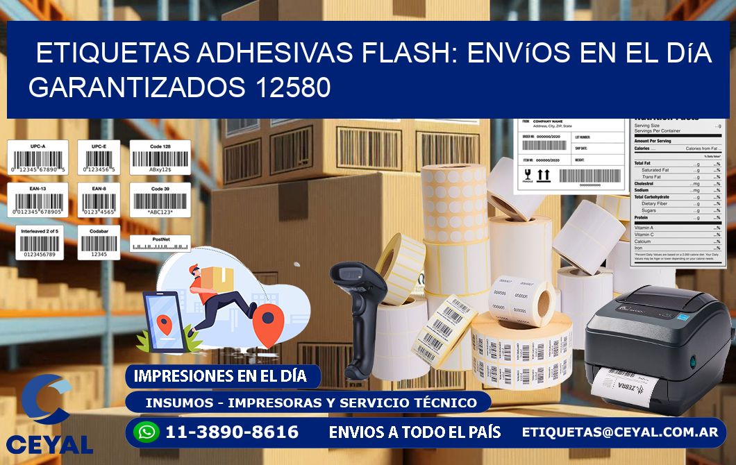 Etiquetas adhesivas Flash: Envíos en el Día Garantizados 12580