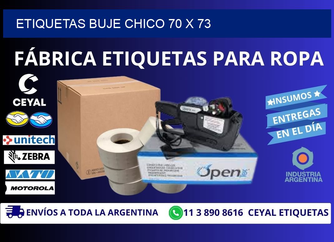 Etiquetas buje chico 70 x 73