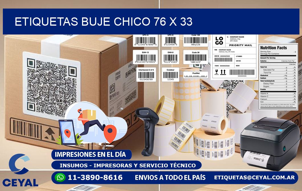Etiquetas buje chico 76 x 33